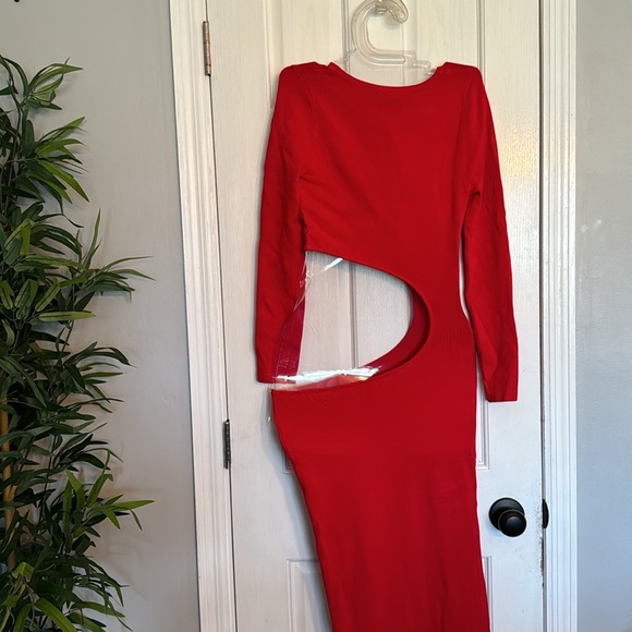 Hera Collection cut out red spandex pencil dress NWT L - Picture 5 of 9